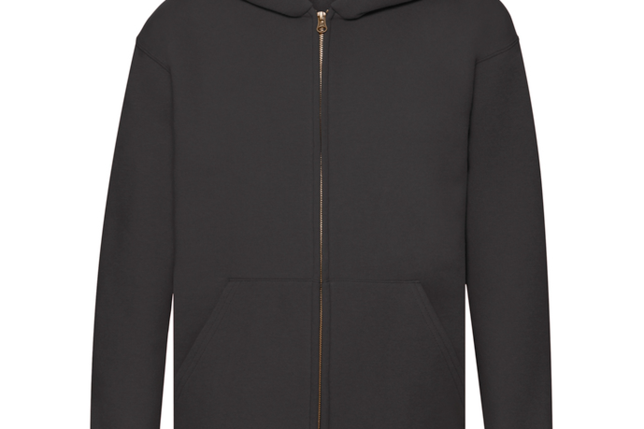 Felpa full zip + cappuccio bambino senza cordino, due tasche anteriori