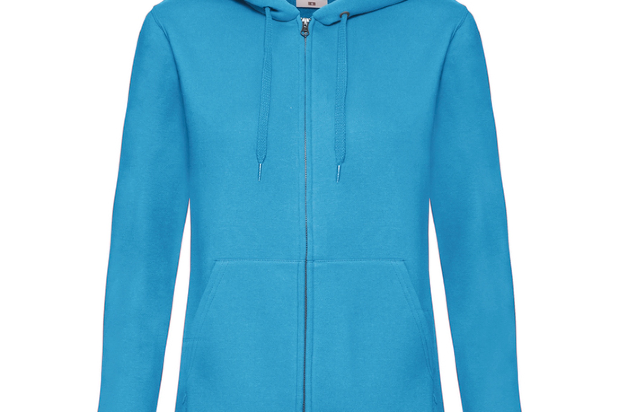 Felpa jacket con cappuccio donna, due tasche anteriori, taglio femminile con cuciture laterali sciancrate