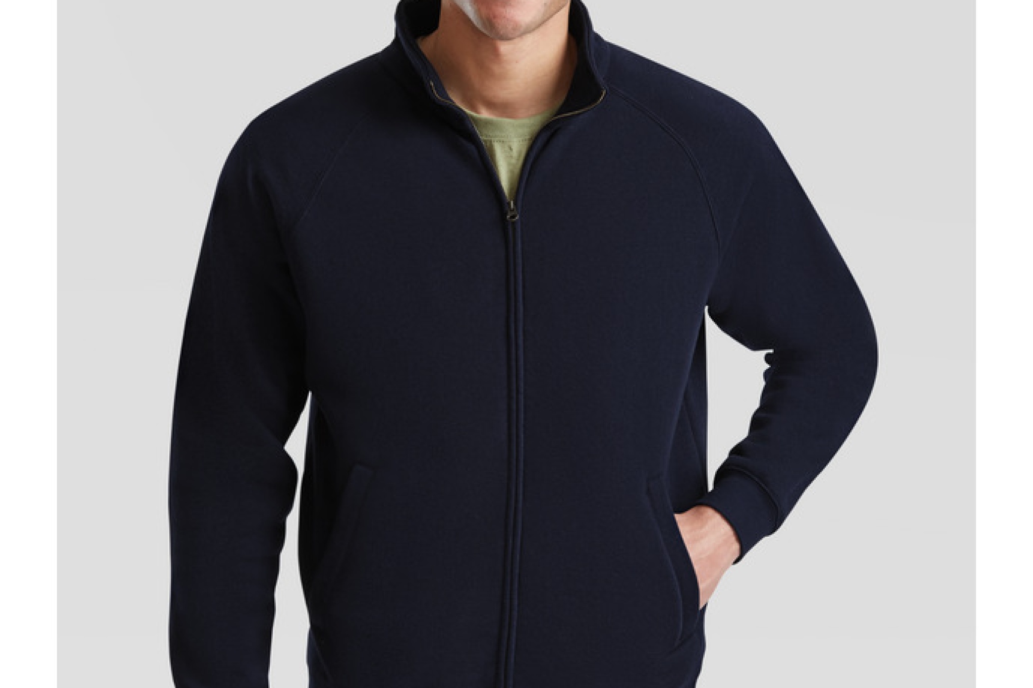Felpa jacket uomo, due tasche anteriori, fascia in vita 