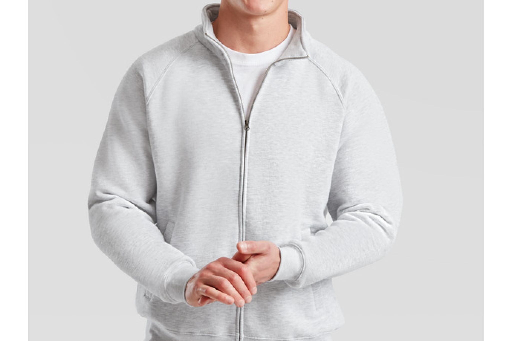 Felpa jacket uomo, due tasche anteriori, fascia in vita 