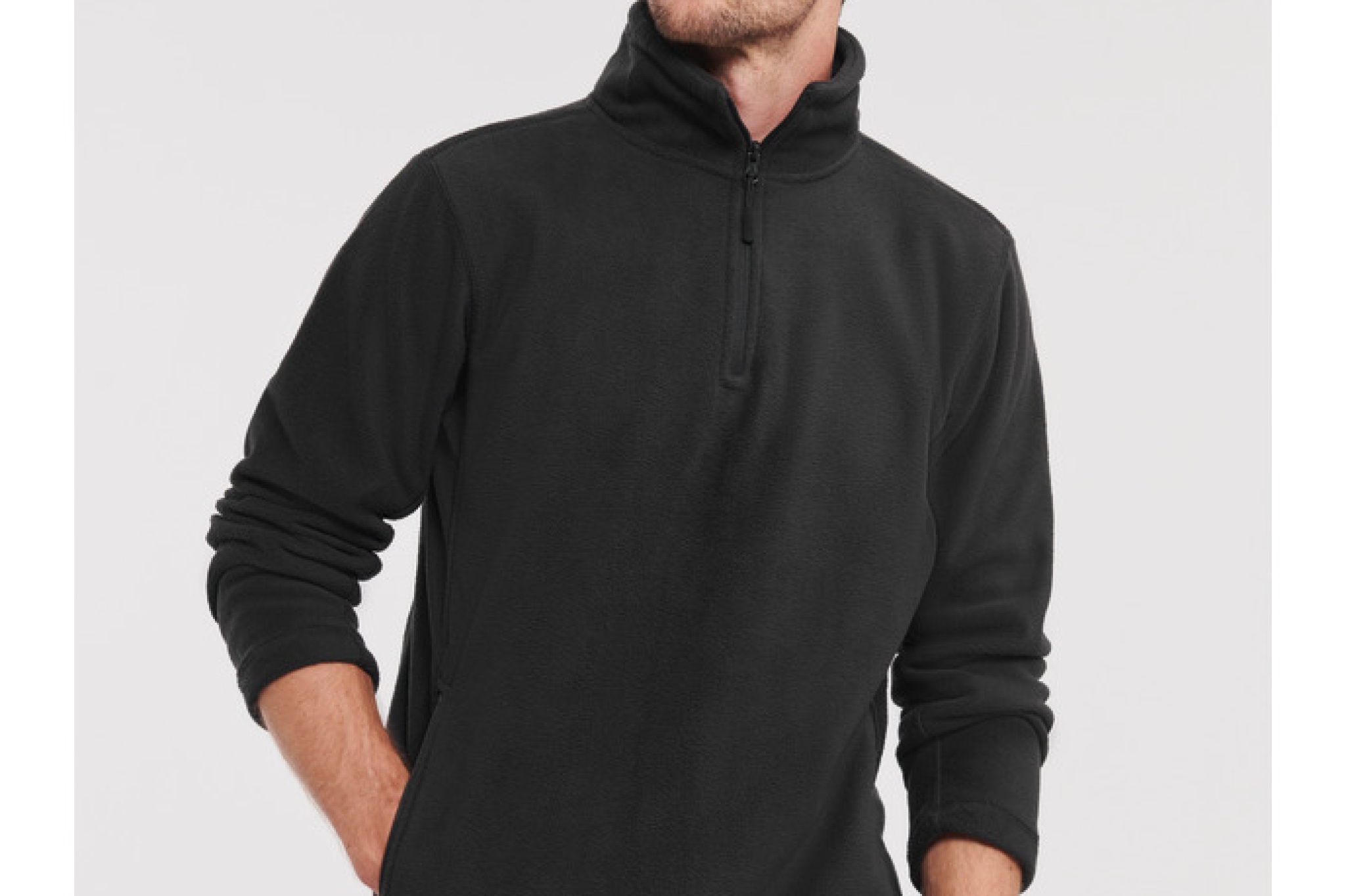 Pile uomo Outdoor mezza zip, Tasche laterali con zip reversibili e rivestimento interno in maglina