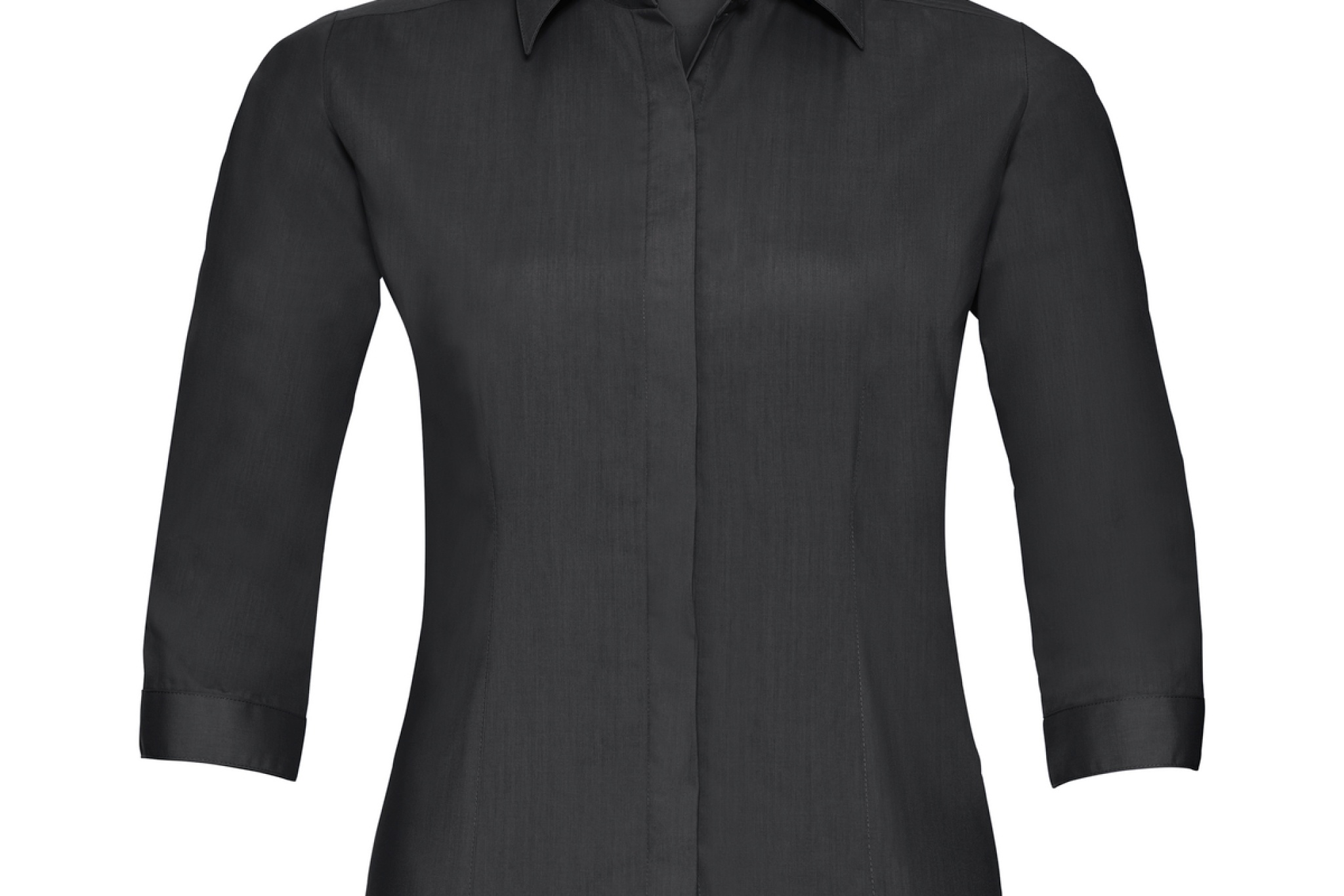 Camicia Attillata Popeline Poly/cotone Manica 3/4 Donna, Pince su busto