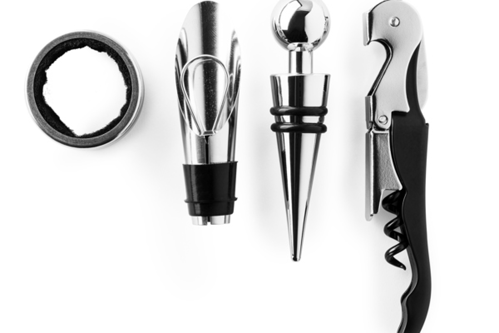 Set da vino con accessori in acciaio inox